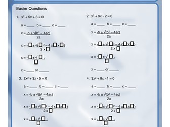 GCSE - The Quadratic Formula Revision Worksheet