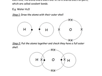 Covalent bonding dot-cross help sheet