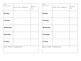 Reading Diary Template