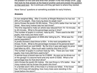 Treasure hunt - Percentage Increase and Decrease