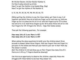 Mr Knicker Bocker Maths times table starter