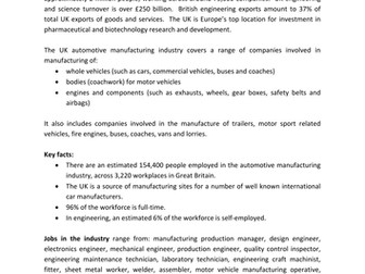 Automotive industry careers factsheet
