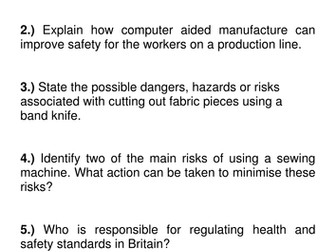 GCSE. Health & Safety in Industry Relay