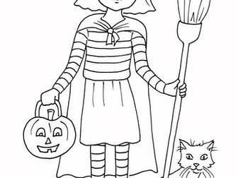 Halloween - Little Witch Colouring Page