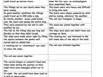 Viking Long ships- True/False sorting cards