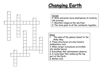 Changing earth crossword