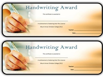 Handwriting certificate and licence
