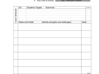 Individual Recording and Planning Sheet