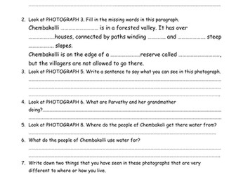 Chembakolli Worksheet to go with Action Aid Pack