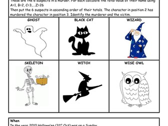 KS2 Maths Mini Murder Mystery for Hallowe'en