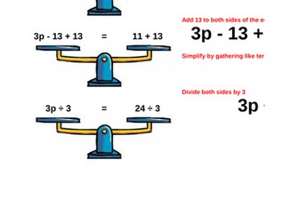 KS3 Maths Algebra Solving Equations Balance Scales