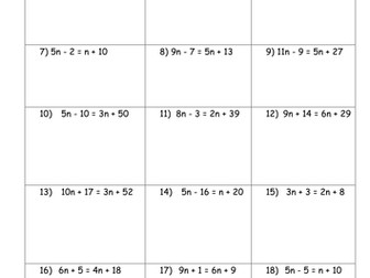 Solving Equations Worksheets