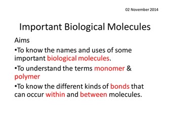 Introduction to Biological Molecules