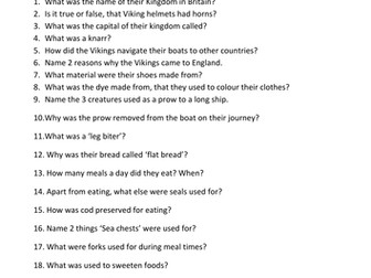 Viking End of topic Quiz