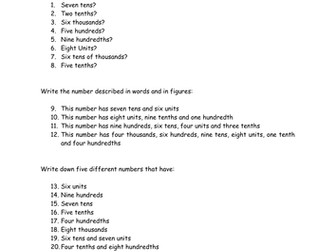 Identify the Place Value of a Decimal Resources | Tes