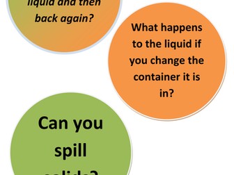 Solids and Liquids flash cards for display