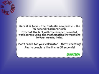 KS3/KS4 Mental Maths practice:Numbercrunch Starter