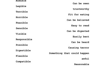 Suffixes activity - ible