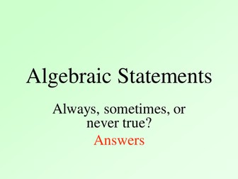 KS4 Maths Activity for Algebra Revision