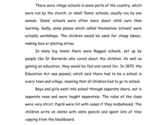 Life in Victorian times comprehension activity