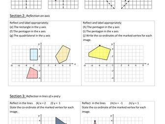 Colourful Worksheet on Reflections