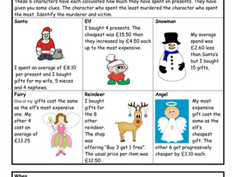 Murder mystery for Christmas worksheet