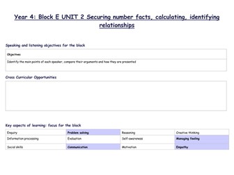 Y4 Maths outline plans for all blocks and units