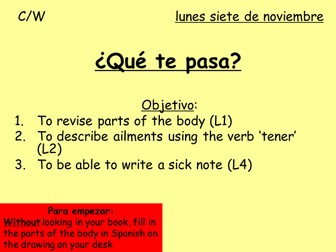 ¿Que te pasa? Lesson on illness