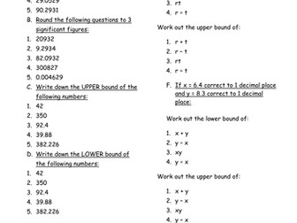 Upper and Lower bounds homework