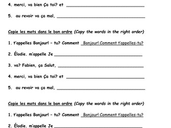 Greetings & Names Worksheet