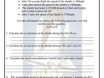 Space shuttle acceleration