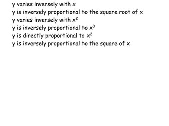 Direct and Inverse Proportion Matching cards