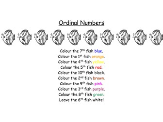 Fishy ordinal numbers worsheet