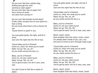 Firework by Katy Perry - finding poetic devices