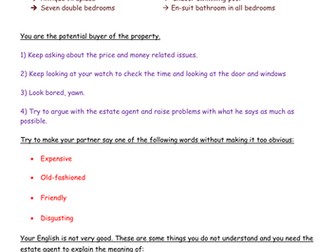 Role play - Estate Agent - Using adjectives