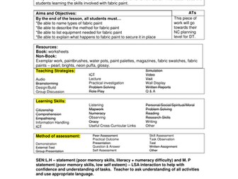 Fabric paint lesson plan for textiles