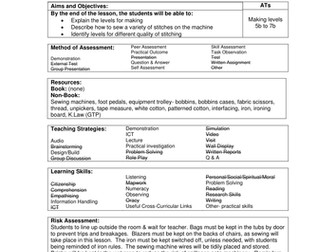 Machine Embroidery Lesson Plan