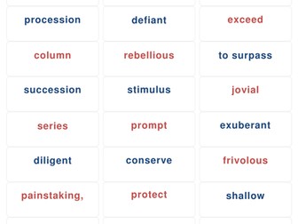 Synonyms Vocabulary card game