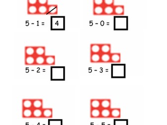 Visual take away using  numicon pictures