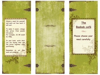 Cafe menu- editable in Word