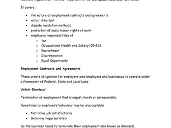 Employment Relations - The Workplace Relations Act