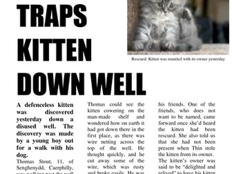 A creative Newspaper Story Activity