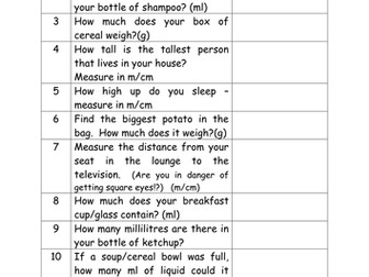 Measurement homework