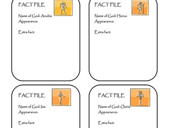 Egyptian gods - research prompts sheet