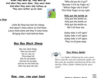 Nursery Rhymes Leaflet for parents