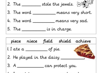 IE sound worksheet 5 (ie for thief or chief)