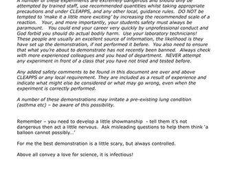 Science Experiments Demonstrations RISK ASSESS