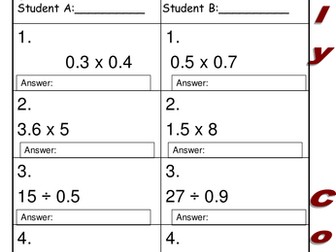 Rally coach multiplying and dividing decimals
