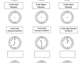 Quelle heure est-il? worksheets