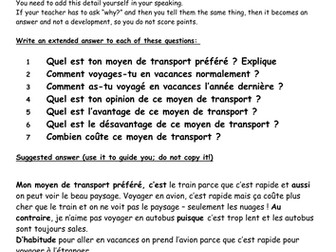 Transport - developing opinions and reasons for CA